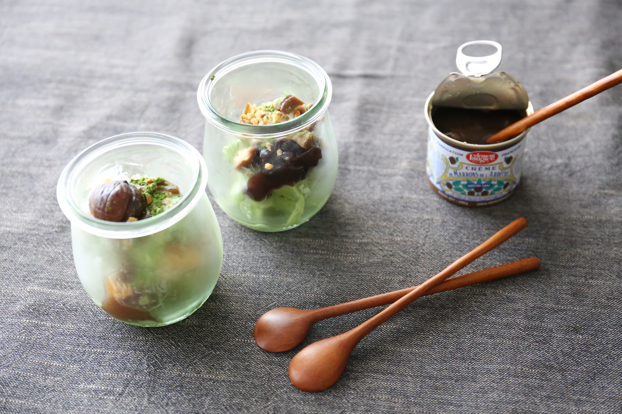抹茶アイスの簡単パフェ